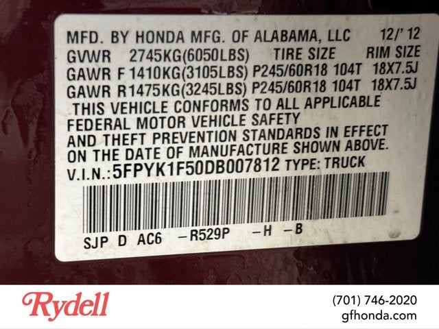 2013 Honda Ridgeline RTL